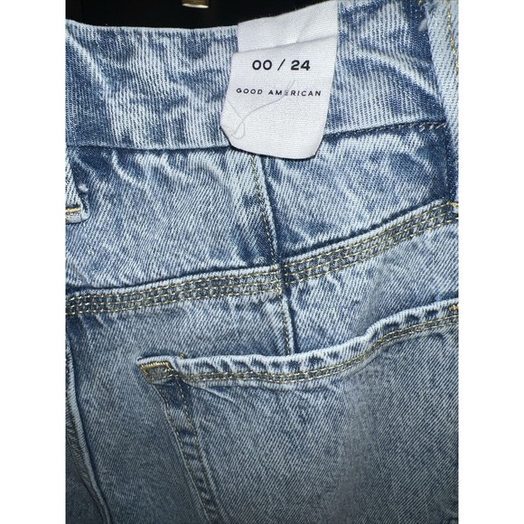 Good American  90s Duster High Rise Cropped Straight Leg Jean 0/24 Indigo101 - Picture 6 of 8